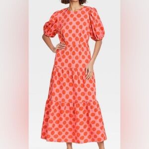 Who What Wear Target Pink and Orange Polka Dot Dress